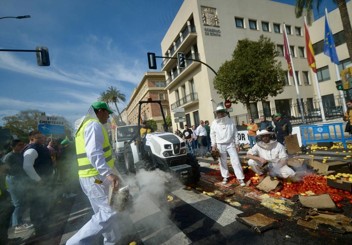 Las protestas, este miércoles, frente a la Delegación del Gobierno en Murcia.