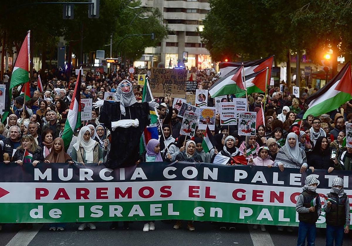 Manifestación por Palestina en Murcia, en una foto de archivo.