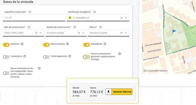 Informe del precio de mercado de una vivienda de Murcia.