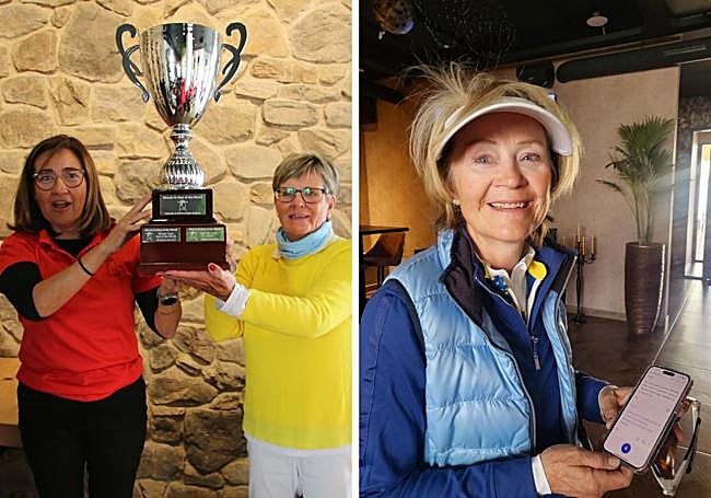 Paola Cereijo (i) y Ginette Wagemans. Marsch y su traductor en el móvil.