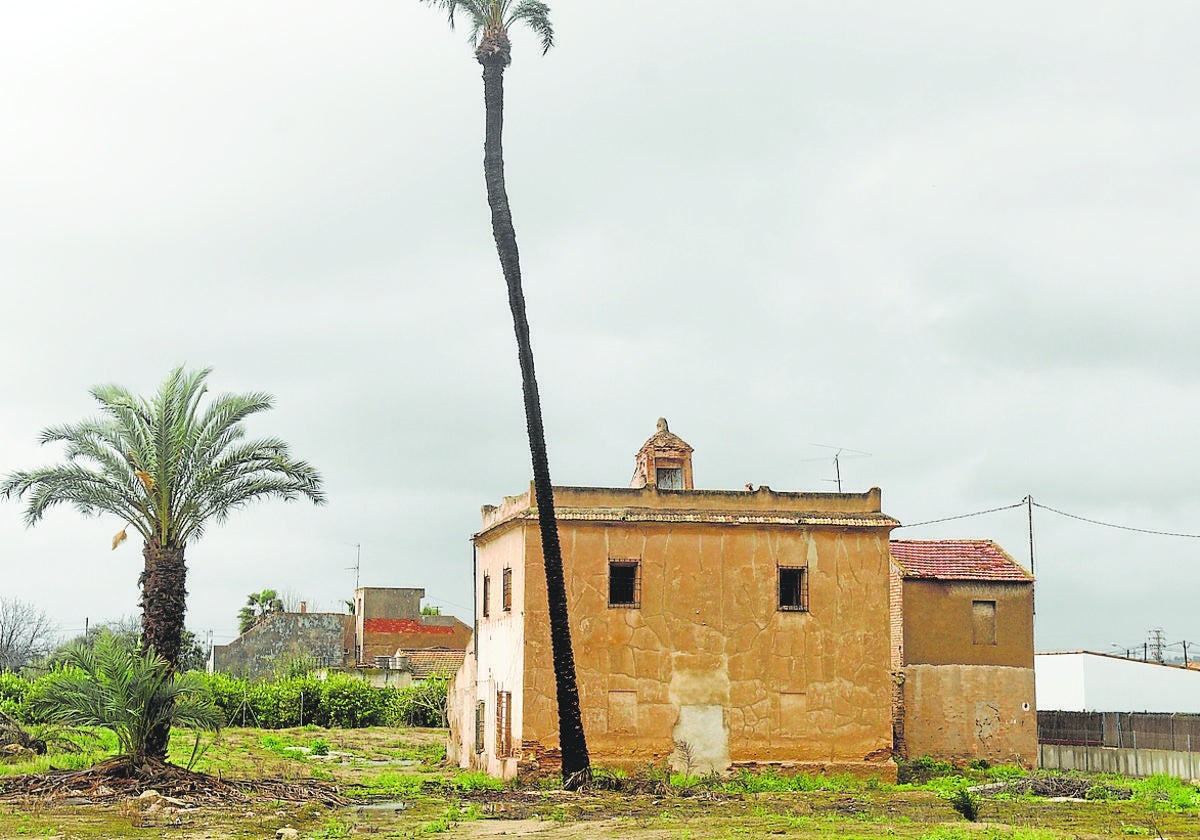 Casa Torre de los Castaños, en la pedanía murciana de La Albatalía, rodeada de palmeras.