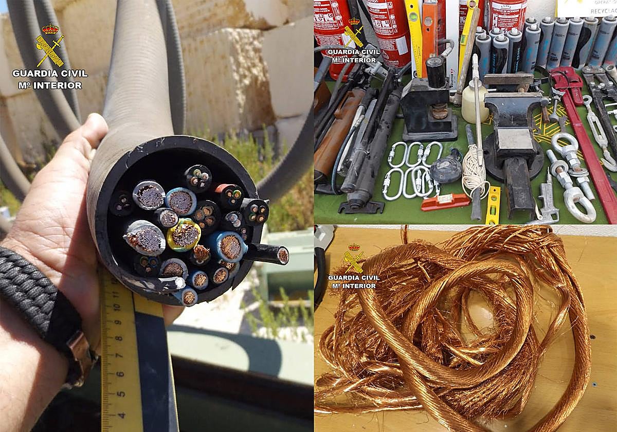 Algunos de los objetos incautados por la Guardia Civil.