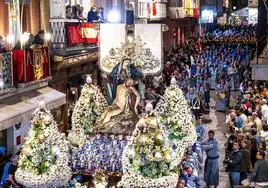 La Virgen de la Piedad en la procesión de Lunes Santo en Cartagena, 2023.