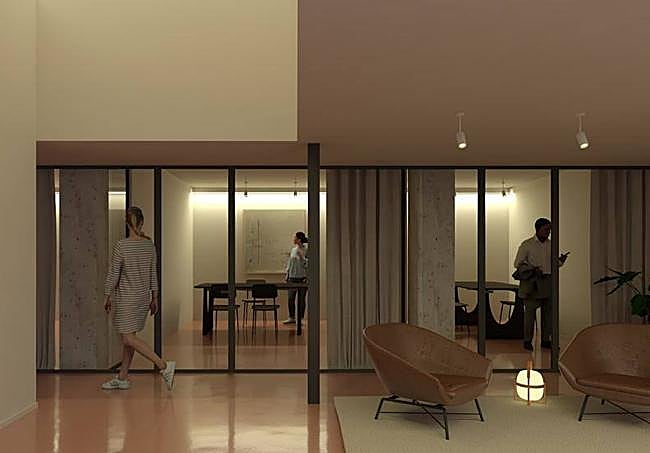 Reproducción de cómo quedarán los apartamentos y espacio coworking Insulae, en la calle Escorial.