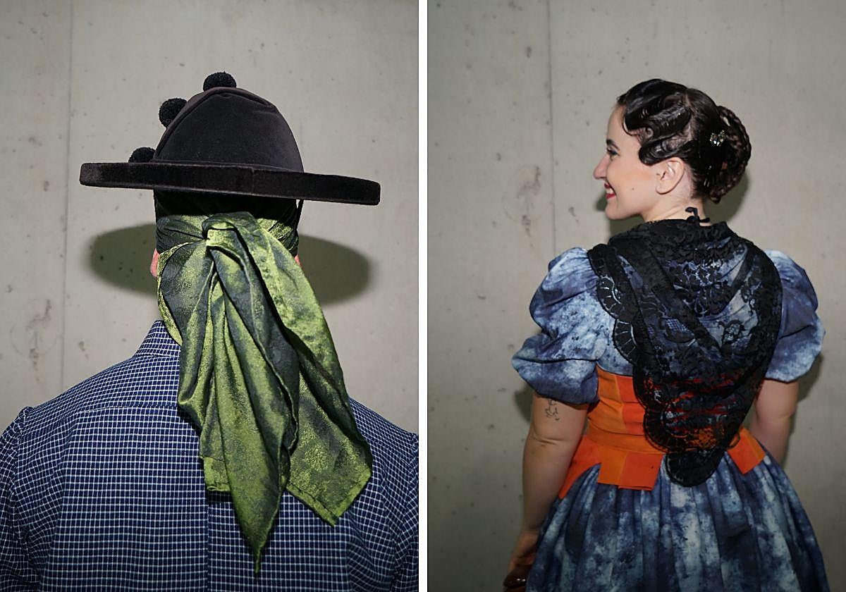 Proceso: Una de las prendas diseñadas para este proyecto todavía en activo. Tonos: El azul y el naranja, dos colores representativos de la Región de Murcia.