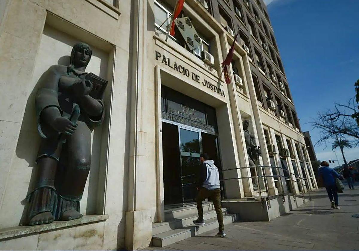 Un joven accede al Palacio de Justicia de Murcia, sede de la Audiencia.