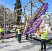 Instalación de los 'Jardines de Primavera' en la Plaza Circular, este martes.