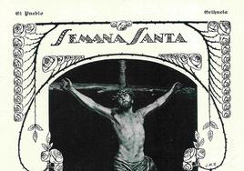 Imagen del Cristo de la Agonía en un cartel de la Semana Santa oriolana en el semanario El Pueblo.