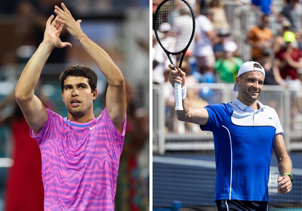 Carlos Alcaraz y Grigor Dimitrov, esta semana en Miami.