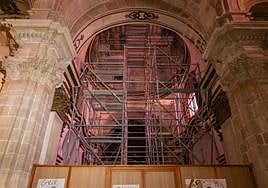 La capilla de la Comunión, en la iglesia de Santa Justa fue apuntalada para evitar el desplome de su bóveda.