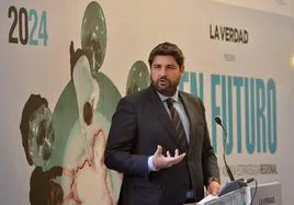El presidente de la Región de Murcia, Fernando López Miras, este jueves, en el Foro Futuro en la Región.