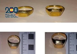 Algunos de los anillos que vendía el detenido.