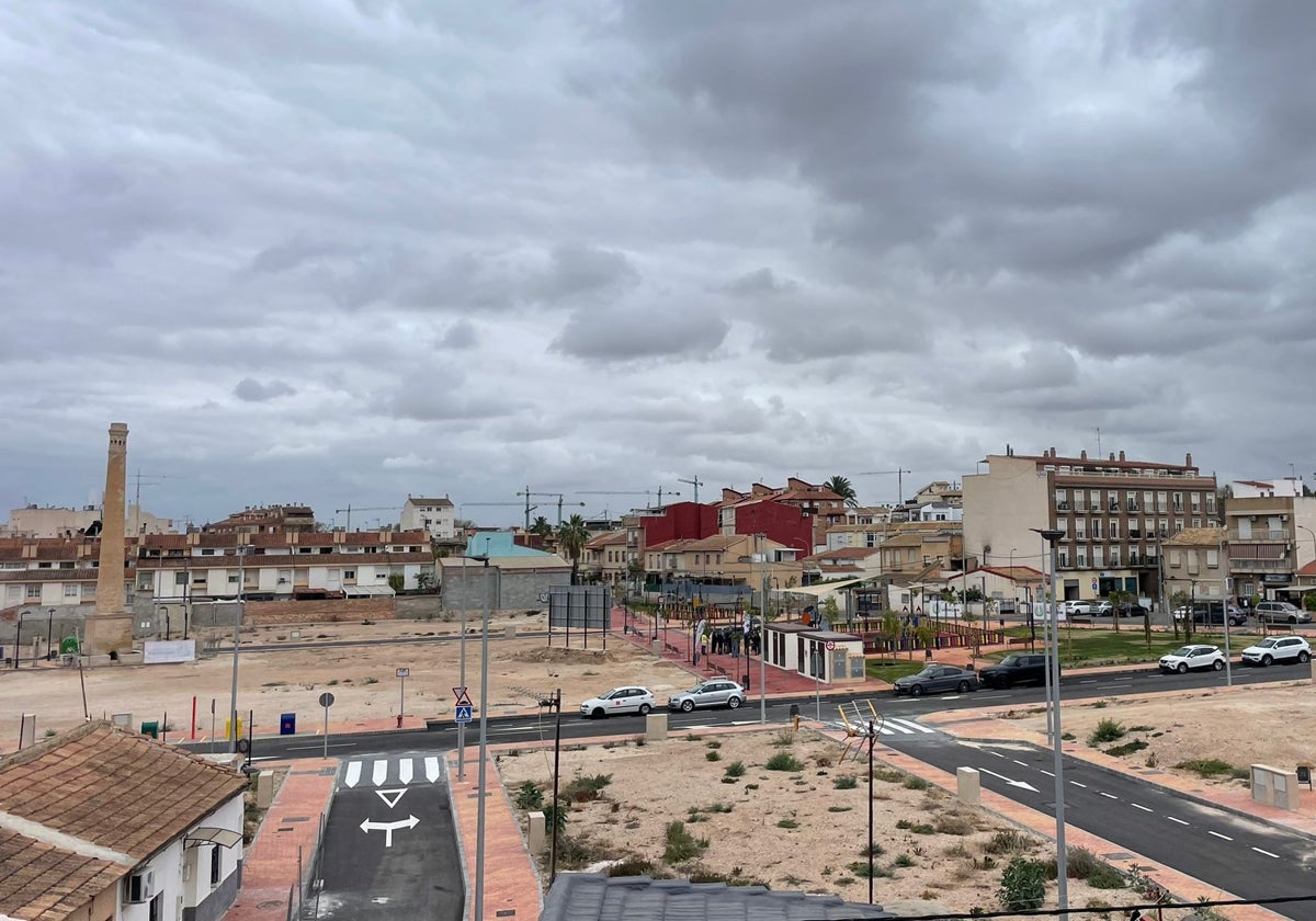 Vista general de la nueva zona urbanizada en pleno centro de la pedanía murciana de Guadalupe.