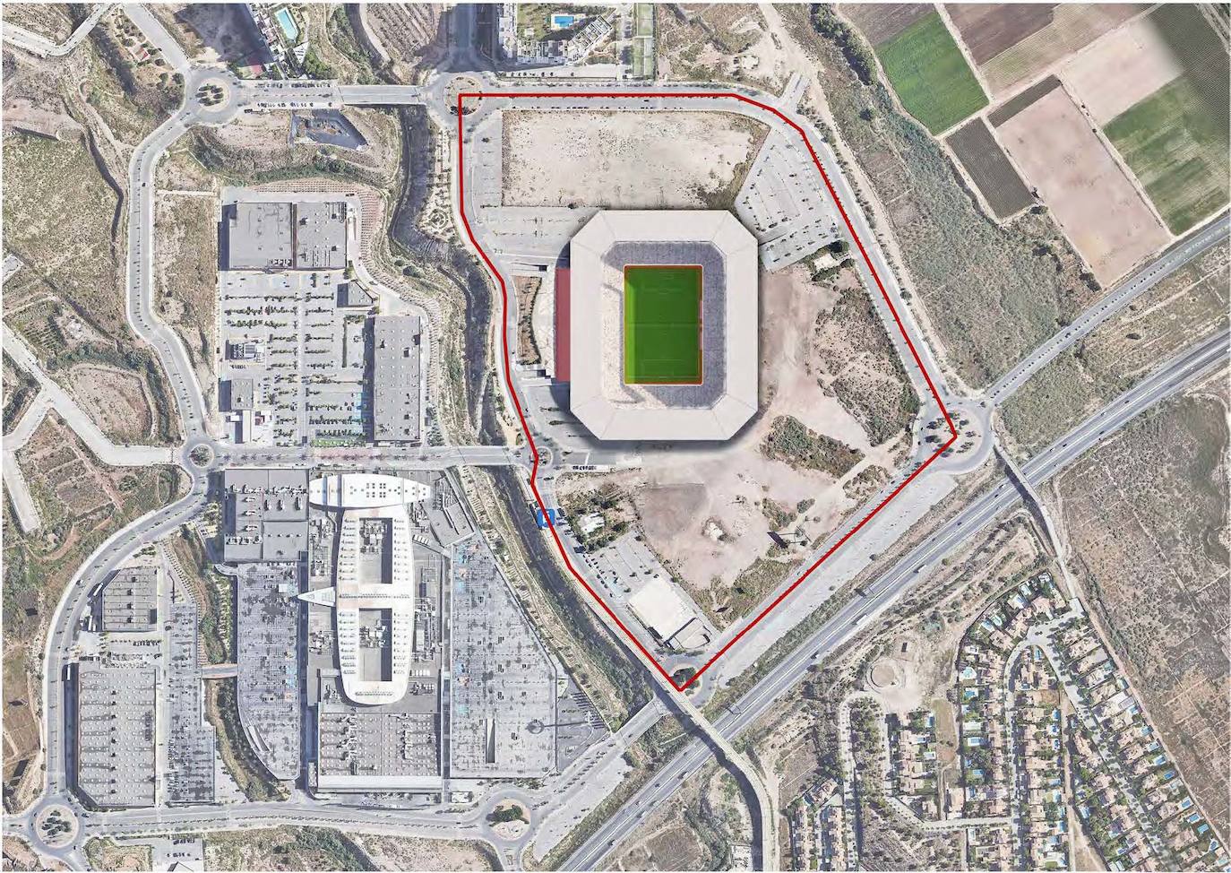Así quedaría el Enrique Roca de Murcia tras las obras para el Mundial 2030