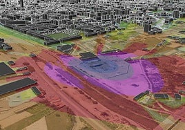 Mapa de impacto acústico de un concierto en La Fica, en Murcia, elaborado por Acre Ambiental.