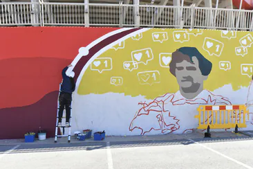 Imagen del mural murcianista del Enrique Roca durante el proceso.