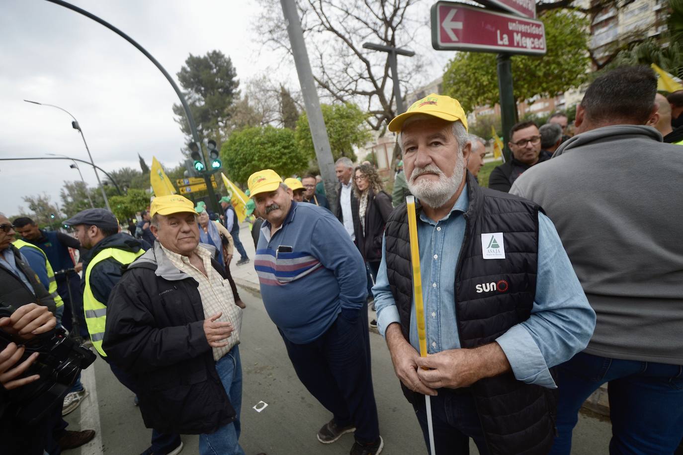 La protesta de agricultores y ganaderos de las zonas de secano ante la Delegación del Gobierno, en imágenes