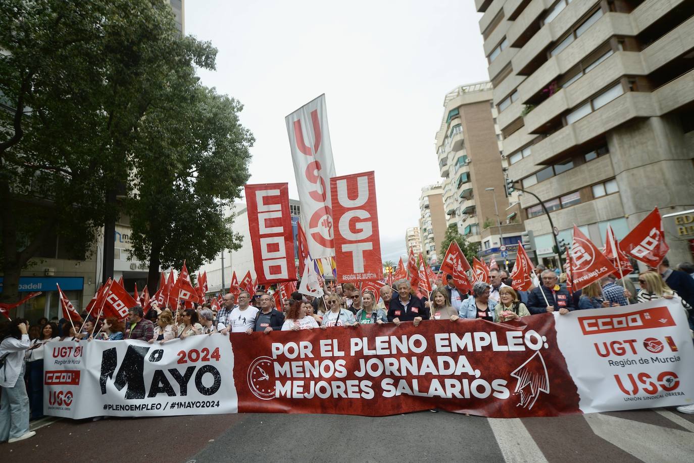 Manifestación del 1 de Mayo del 2024 en Murcia, en imágenes