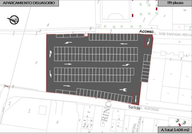 Aparcamiento disuasorio proyectado en Rincón de Seca