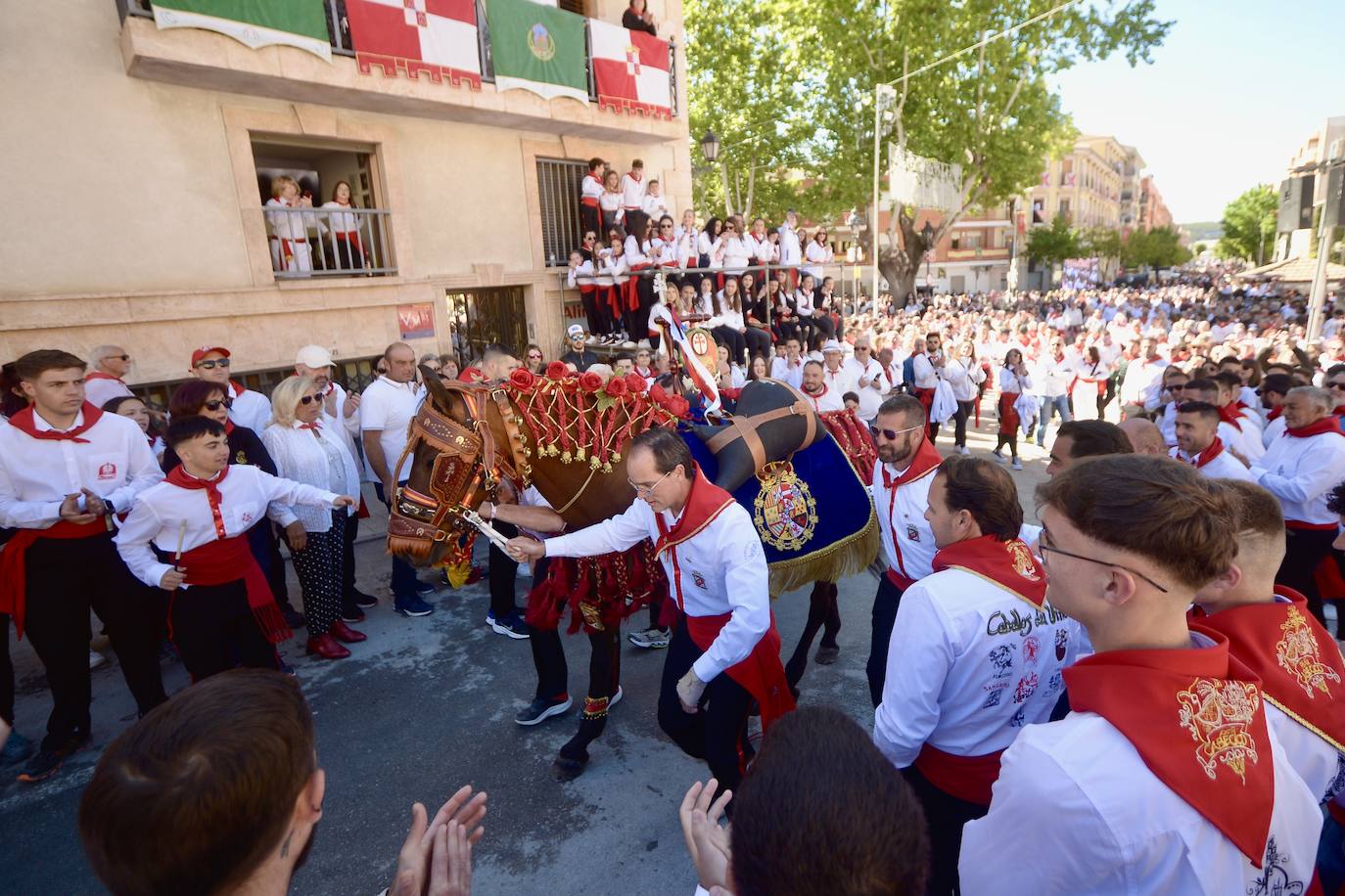 Las imágenes de la marea roja y blanca de los Caballos del Vino de Caravaca