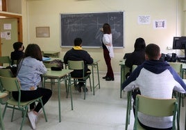 Alumnos murcianos en clase de Matemáticas.