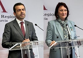 Rubén Martínez Alpañez, portavoz de Vox en la Asamblea, y la diputada de Podemos, María Marín.