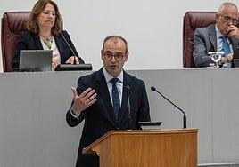 El consejero de Educación, Víctor Marín, durante su comparecencia este miércoles en la Asamblea.