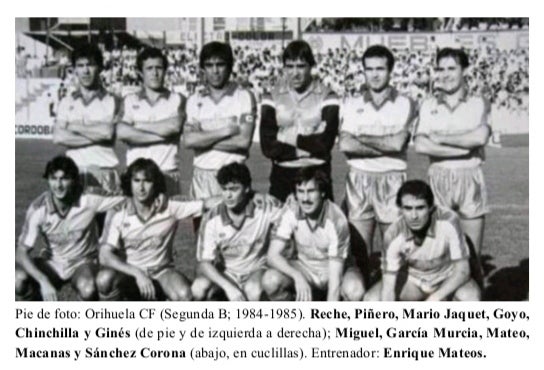 Orihuela deportiva 1984-1985, clasificado a un puesto del ascenso a Segunda División.