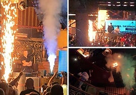 Detalles del espectáculo de fuego frío que se celebraba en la discoteca Teatre cuando ocurrió la tragedia.