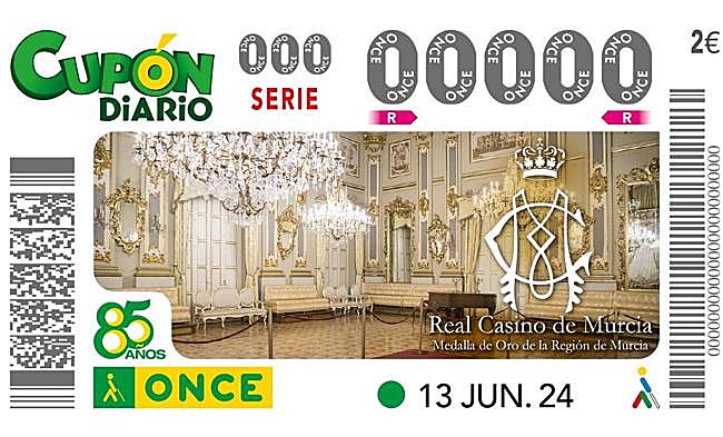 Cupón de la ONCE dedicado al Real Casino de Murcia.