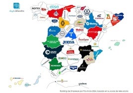 Mapa de las empresas líder en cada provincia.