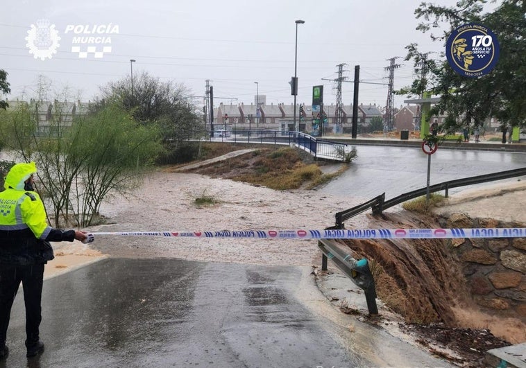 La rambla de Espinardo, uno de los puntos cortados al tráfico en Murcia.