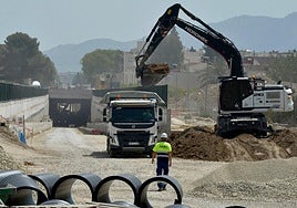 Obras del túnel de Alcantarilla para el AVE Murcia-Almería, en mayo.