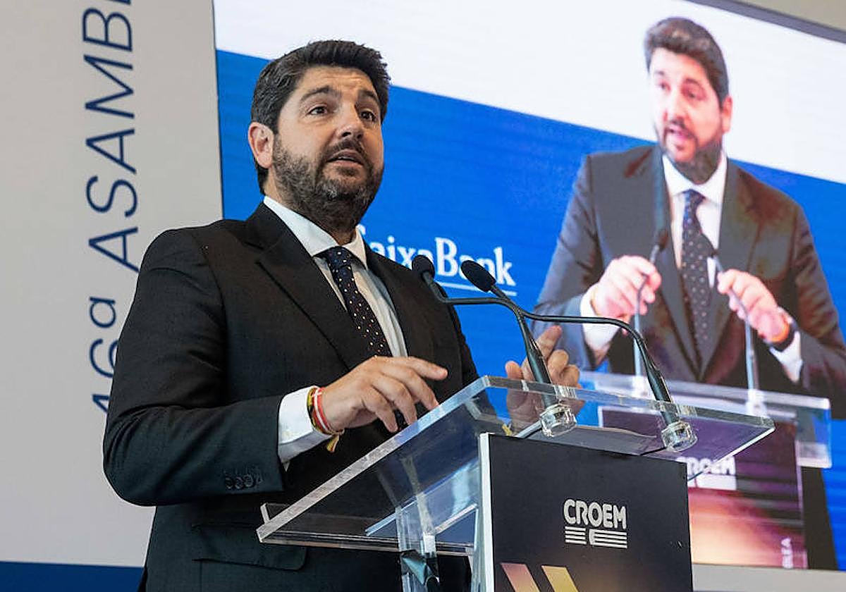 Fernando López Miras, este jueves en la 46 asamblea de Croem.