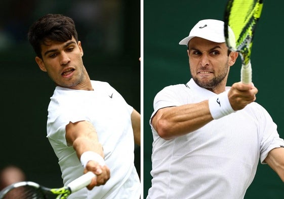 Carlos Alcaraz y Aleksandar Vukic, en sus debuts en Wimbledon.