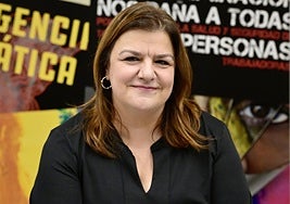 María Jesús López Moreno, nueva secretaria de Organización del PSOE, el lunes, en el Comité Regional de su partido, donde fue anunciado su nombramiento.