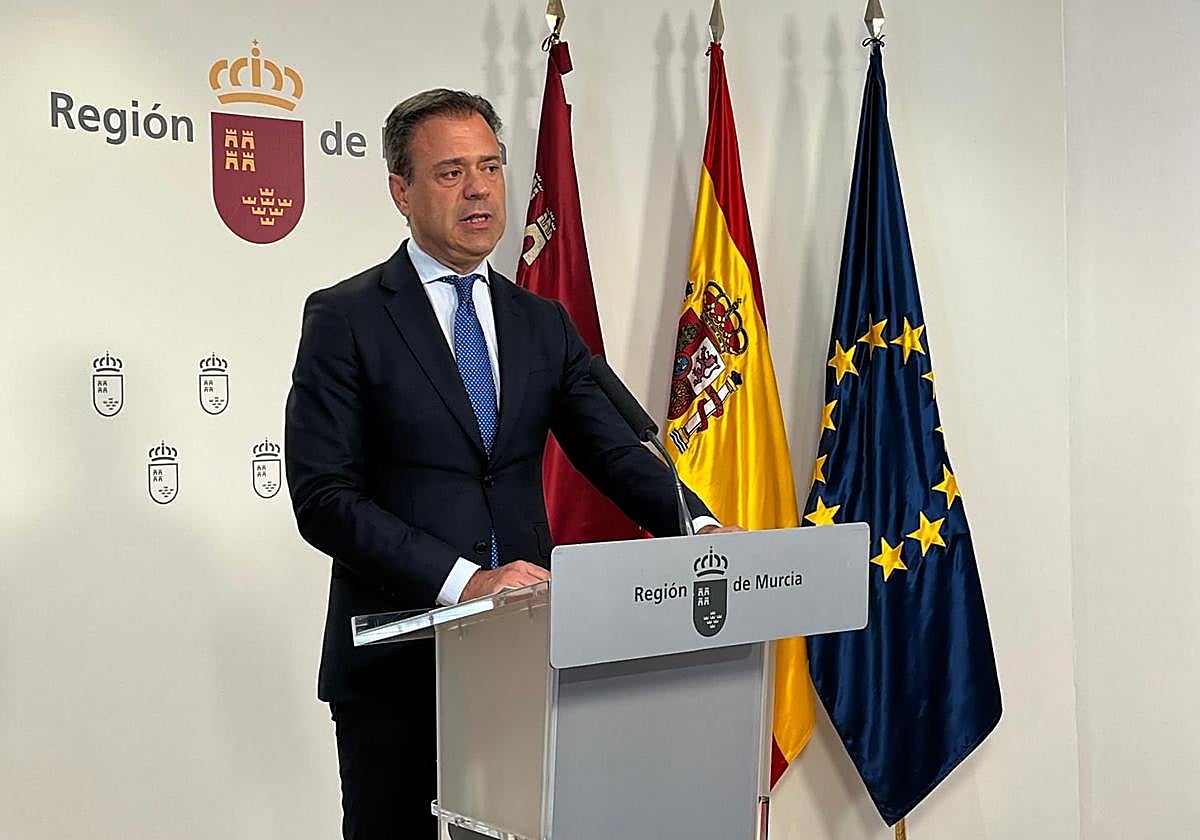 El portavoz del Ejecutivo regional, Marcos Ortuño, este jueves.