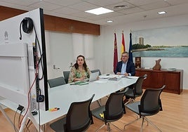 Juan María Vázquez y María Cruz Ferreira, en la videoconferencia.