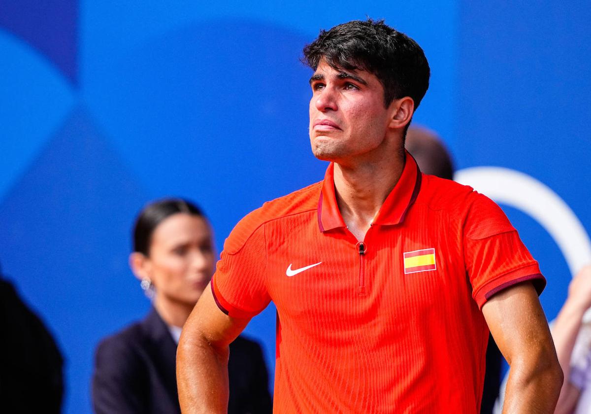 Carlos Alcaraz, este domingo, tras caer en la final contra Djokovic.