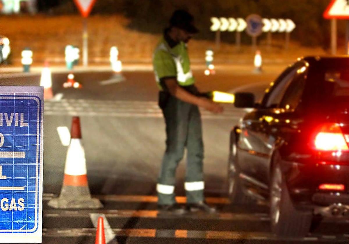 Punto de control de alcohol y drogas de la Guardia Civil.