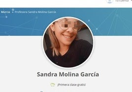 El perfil de Sandra en una plataforma web para profesores, que ofrece clases particulares.