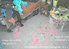 Escena del intento de homicidio en la casa de la víctima en el barrio de San Cristóbal de Lorca.