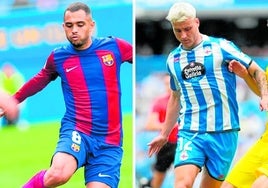 Moha Moukhliss y Raúl Alcaina, fichajes del Real Murcia procedentes de Barça Atlètic y Deportivo, respectivamente.