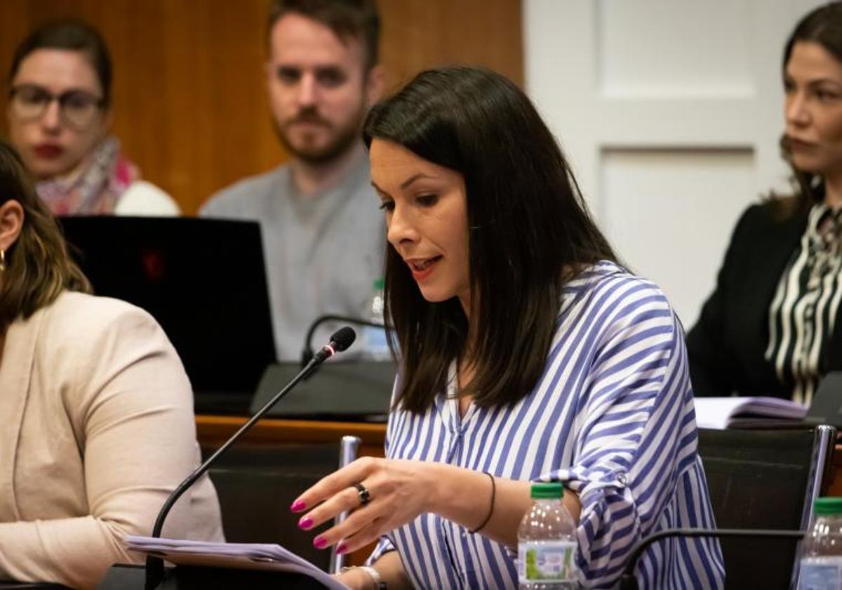 La portavoz socialista, Carolina Gracia, durante una intervención en el pleno.