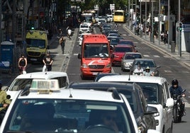 La Gran vía, el pasado viernes a las 14 horas.