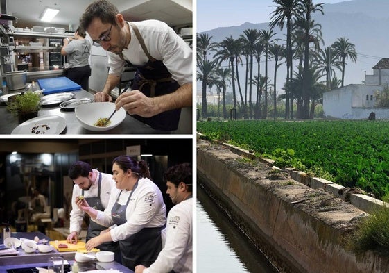 El chef Juan Guillamón. La chef María Crespo, en una ponencia. Una acequia en Los Ramos, en plena Huerta de Murcia.