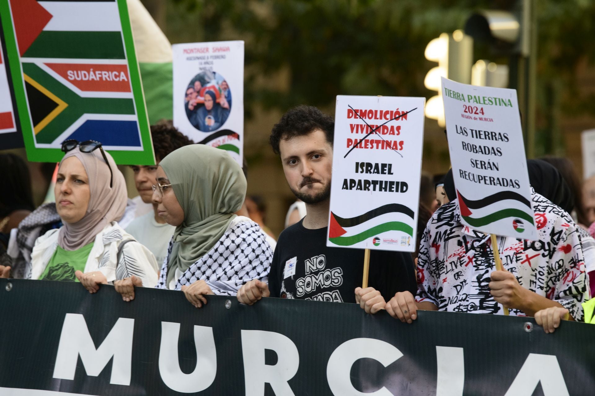 La marcha de apoyo al pueblo palestino en Murcia, en imágenes