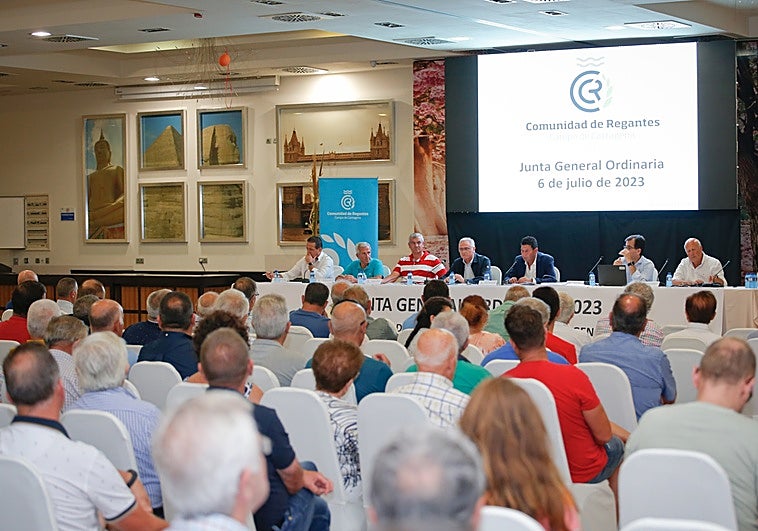 Asamblea de la Comunidad de Regantes del Campo de Cartagena, en Torre Pacheco, en una imagen de archivo.