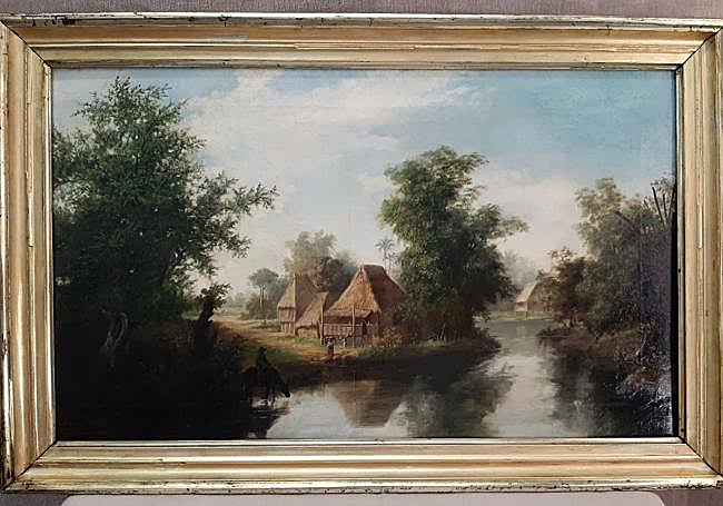 El cuadro 'Paisaje de una aldea filipina'.