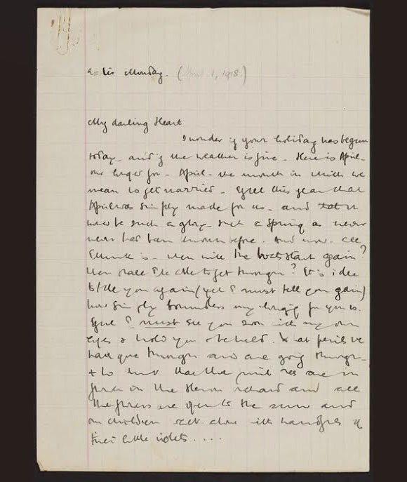 Imagen - Una carta original de Kathernine Mansfield a su marido, Murry, fechada el 1 de abril de 1918.